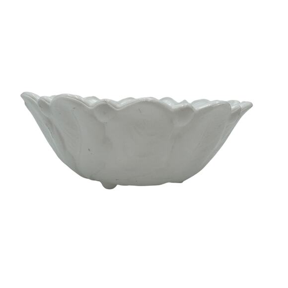 Vtg Milk Glass Footed Bowl Wild Rose by Indiana Glass Master Berry Bowl 3.5 x 9" - Picture 2 of 7